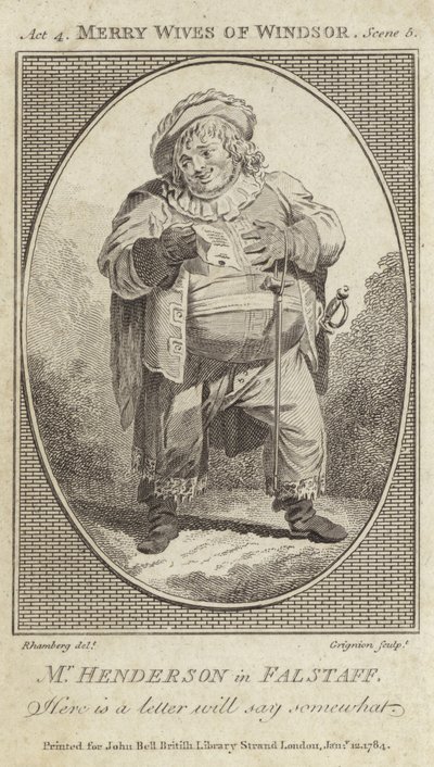 John Henderson als Falstaff in Die lustigen Weiber von Windsor von English School