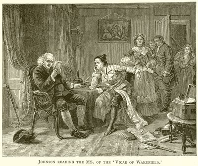 Johnson liest das Manuskript des Vikar von Wakefield von English School