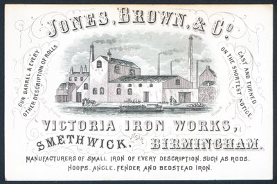 Jones, Brown & Co, Victoria Eisenwerke, Visitenkarte von English School