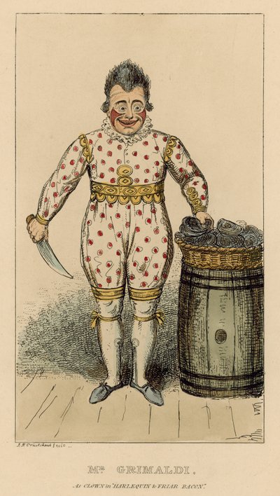 Joseph Grimaldi als Clown in Harlekin und Friar Bacon von English School