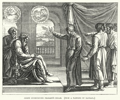 Joseph deutet den Traum des Pharao, nach einem Gemälde von Raphael (Stich) von English School