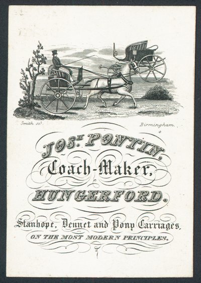 Josiah Pontin, Kutschenbauer, Visitenkarte von English School
