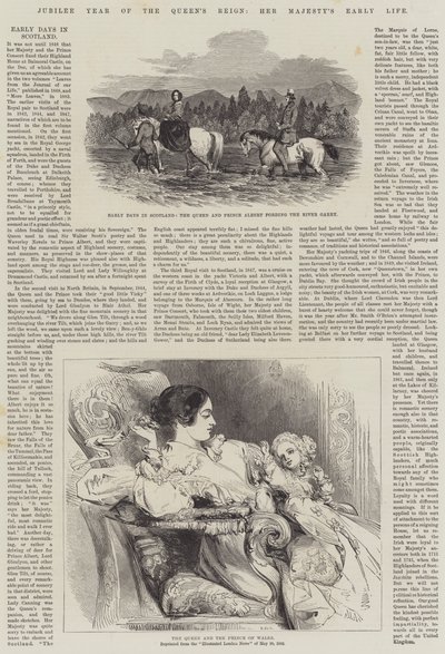 Jubiläumsjahr der Regentschaft der Königin, das frühe Leben Ihrer Majestät (Stich) von English School