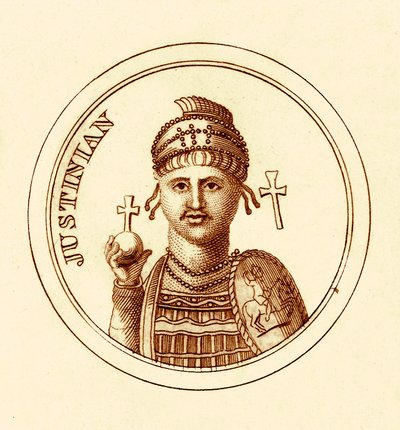 Justinian, Illustration aus Das universelle historische Wörterbuch von George Crabb, veröffentlicht 1825 von English School