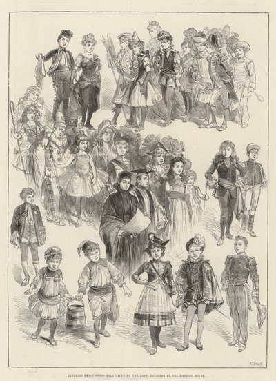 Jugendlicher Kostümball, gegeben von der Lady Mayoress im Mansion House (Stich) von English School