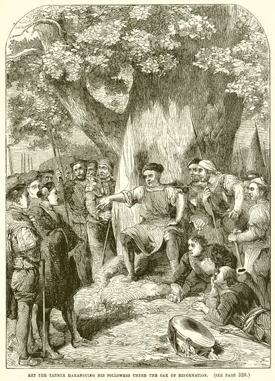 Ket der Gerber hält eine Ansprache an seine Anhänger unter der Eiche der Reformation von English School