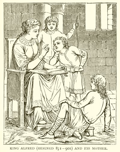 König Alfred (regierte 871-901) und seine Mutter von English School
