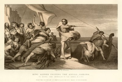 König Alfred spornt die Angelsachsen an von English School