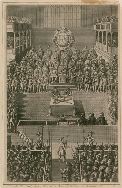 König Karl I. vor dem Obersten Gerichtshof in Whitehall, 1648 von English School