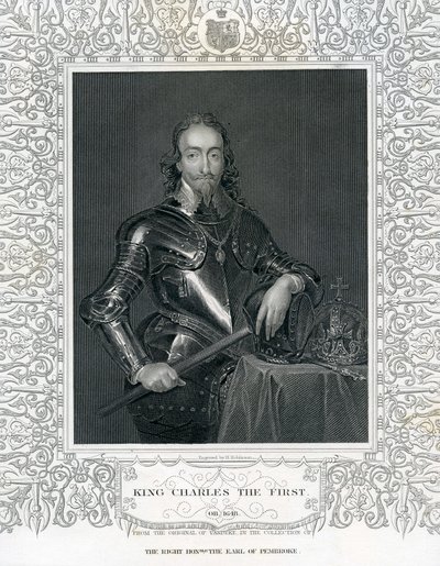 König Karl der Erste, graviert von H. Robinson nach Van Dyck, 19. Jahrhundert von English School