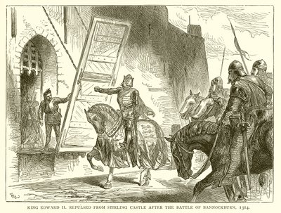 König Eduard II. wird nach der Schlacht von Bannockburn von Stirling Castle zurückgeschlagen, 1314 von English School