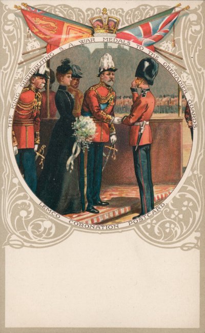 König Edward VII. verteilt südafrikanische Kriegsmedaillen an die Grenadier Guards von English School
