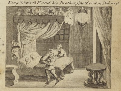 König Edward V und sein Bruder im Bett erstickt von English School