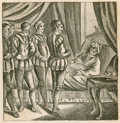 König Heinrich V. übergibt sein Testament an den Herzog von Bedford von English School