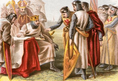 König Johann wird gezwungen, die Magna Carta zu unterzeichnen von English School
