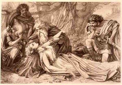 König Lear, Akt 5 Szene 3, von William Shakespeare (1564-1616) von English School