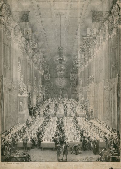 König Wilhelm IV. und Adelaide in der Guildhall, London, 1834 von English School
