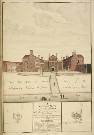 Ansicht des Navy Office, London von English School