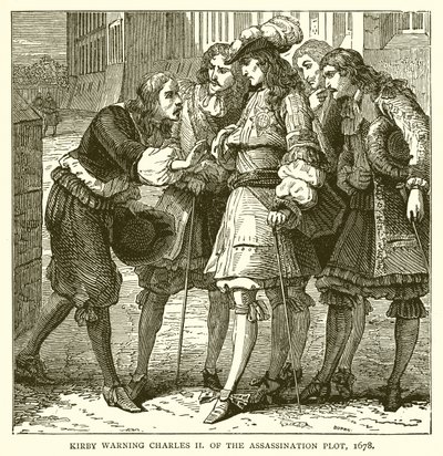 Kirby warnt Karl II. vor dem Attentatsplan, 1678 von English School