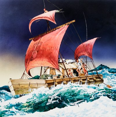 Kon-Tiki auf seiner epischen Reise von English School
