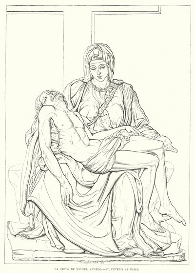La Pieta von Michelangelo, St. Peter in Rom (Gravur) von English School