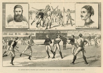 Lacrosse-Spiel letzten Samstag im Kennington Oval zwischen Nordengland und Südengland von English School