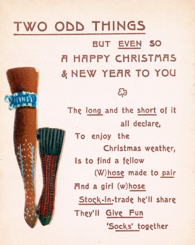 Damenstrumpf und Socke, Weihnachtskarte von English School