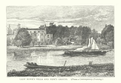 Lady Howes Villa und Popes Grotte (Gravur) von English School
