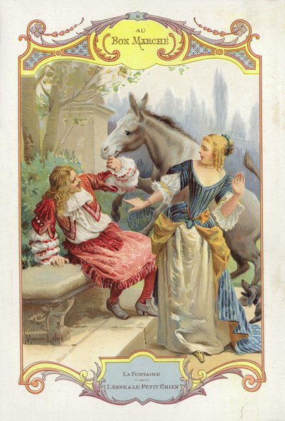 Dame und Herr erschrecken vor Pferd von English School