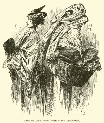 Dame von Alexandria mit schwarzem Diener von English School