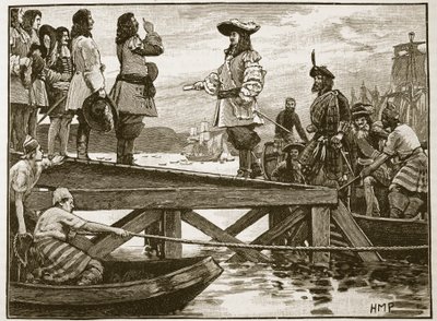 Landung von Marschall Schomberg in Carrickfergus, Illustration aus Cassells Illustrierter Geschichte Englands von English School
