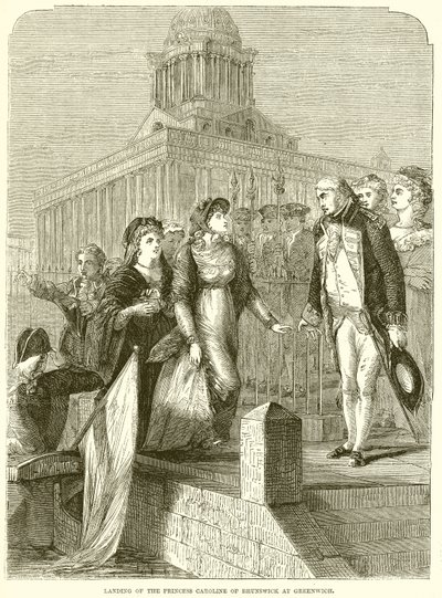 Ankunft der Prinzessin Carolina von Braunschweig in Greenwich von English School