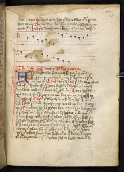 Ein Band, sauber auf Pergament geschrieben im fünfzehnten Jahrhundert, und enthält alte und sehr interessante Abhandlungen über Musik von verschiedenen Autoren. von English School