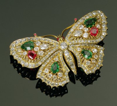 Spätviktorianische Brosche mit mehreren Edelsteinen, ca. 1880 von English School