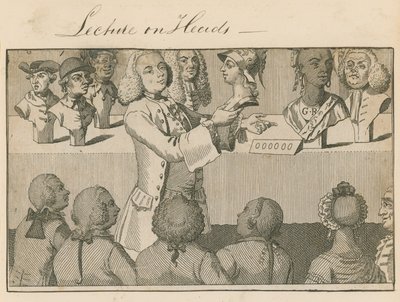 Vortrag über Köpfe im Long Room gegenüber Sadlers Wells am 20. Juni 1765 von English School