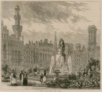 Leicester Square, London, im Jahr 1874 von English School