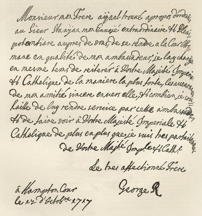 Brief von Georg I. an Karl VI., 1717, veröffentlicht in 