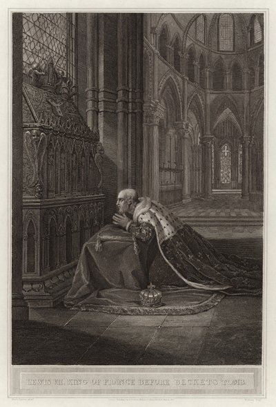 Ludwig VII., König von Frankreich, vor Becketts Grab von English School