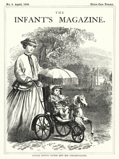Kleiner Prinz Victor und sein Kinderwagen (Gravur) von English School