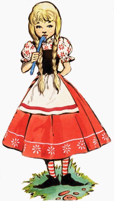 Kleines Mädchen mit Stock von English School
