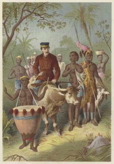 Livingstone, geschwächt vom Fieber, wird nach Shintes Town eskortiert von English School