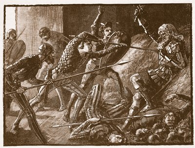 Llewelyns letzter Kampf, Illustration aus Cassells Illustrierter Geschichte Englands von English School