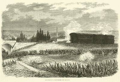 Lokomotivbatterien im Einsatz, November 1870 von English School