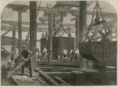 London, Chatham und Dover Eisenbahnbrückenarbeiten bei Blackfriars von English School