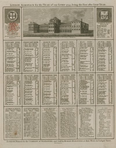 Londoner Almanach für das Jahr unseres Herrn 1793 von English School