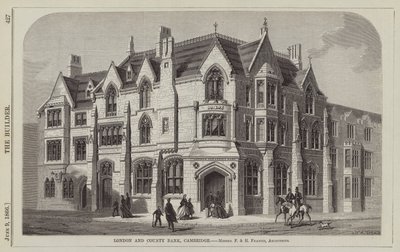 London und County Bank, Cambridge, Messrs F und H Francis, Architekten (Gravur) von English School