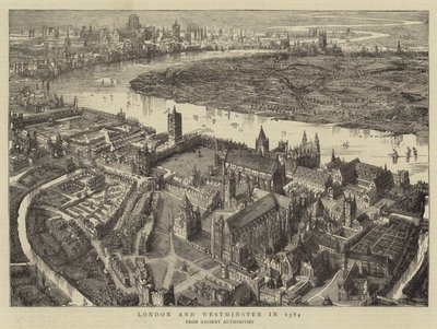 London und Westminster im Jahr 1584 von English School