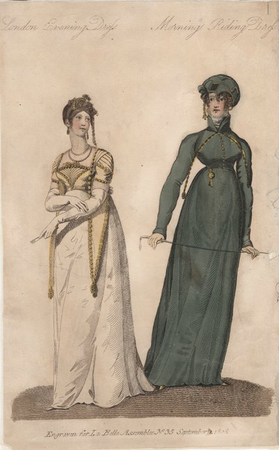 Londoner Abendkleid und Morgenreitkleid von English School