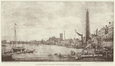 London in Richtung Westminster (Lithografie) von English School