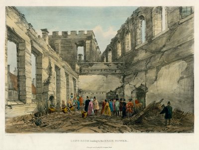 Langer Raum zum Ziegelturm, Tower von London Feuer, 1841 von English School